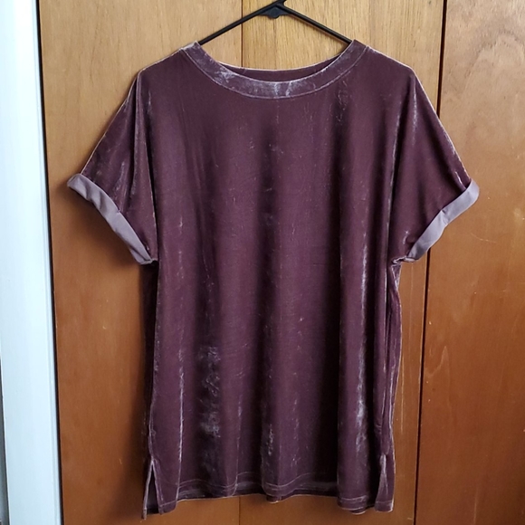 LOT OF 2 Crushed Velvet Relaxed Short Sleeve Tops - Picture 5 of 7